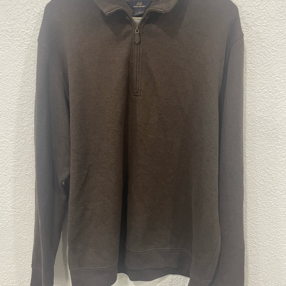 Men's 346 Brooks Brothers Pullover 1/4 Zip Size Large Brown